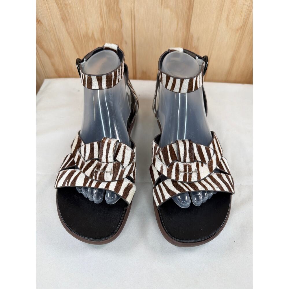 Naked Feet Limon Zebra Sandals Leather Boho Nomadic Earthy Travel Size 9 NWOB - Picture 4 of 9